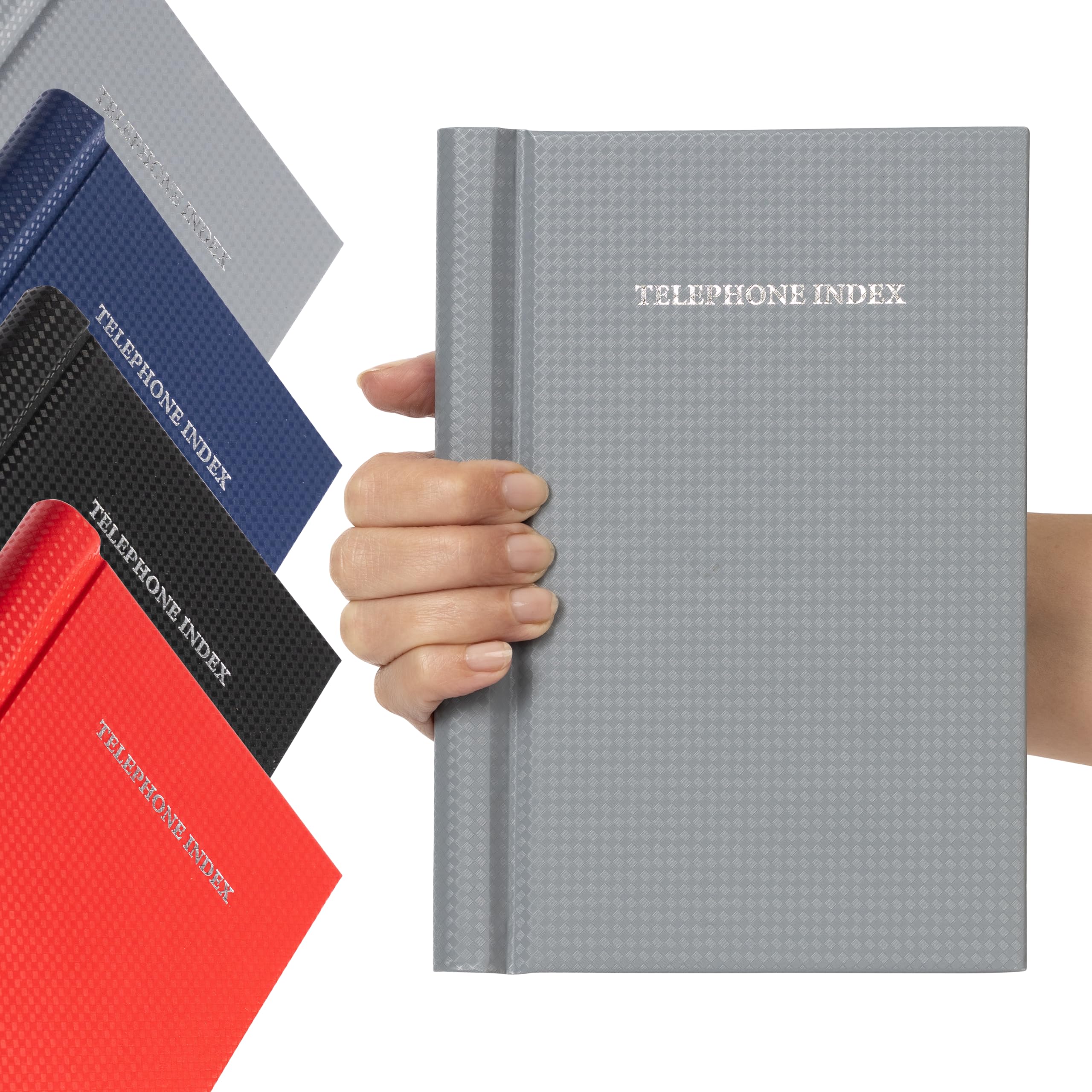 Telephone Address Book A-Z Index Hard Back Cover A5 Address Book Spiral Desgin (Grey Spiral)