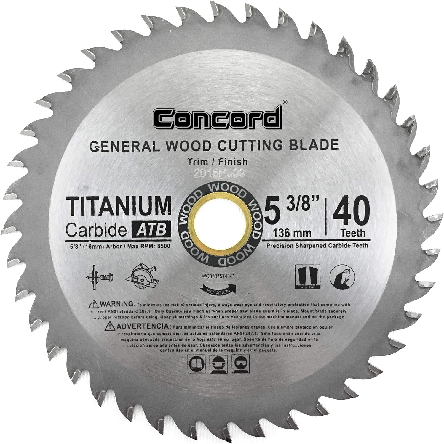 Concord Blades Wcb0538t040hp 5 3 8 Inch 40 Teeth Tct General Purpose Hard Soft Wood Saw Blade Amazon Com