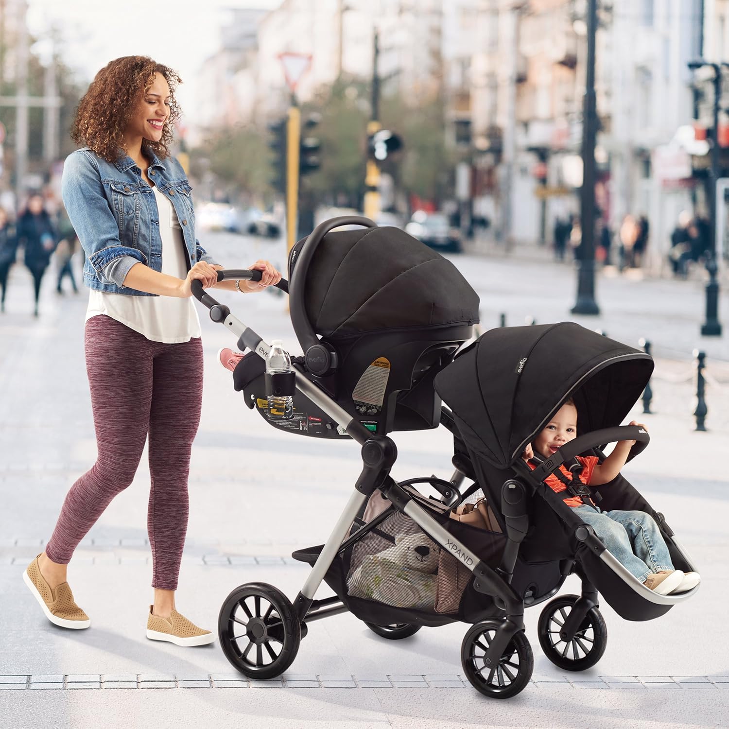 Evenflo Pivot Xpand Modular Travel System Baby Stroller Up To 22 Configurations Extra Large Storage Single To Double Stroller Durable
