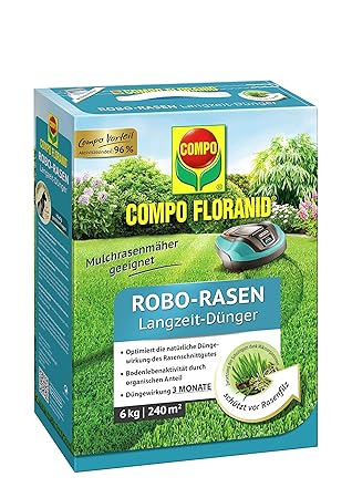 COMPO FLORANID Robo-Rasen Langzeit-Dünger, 3 Monate Langzeitwirkung, Feingranulat, 6 kg, 240 m²