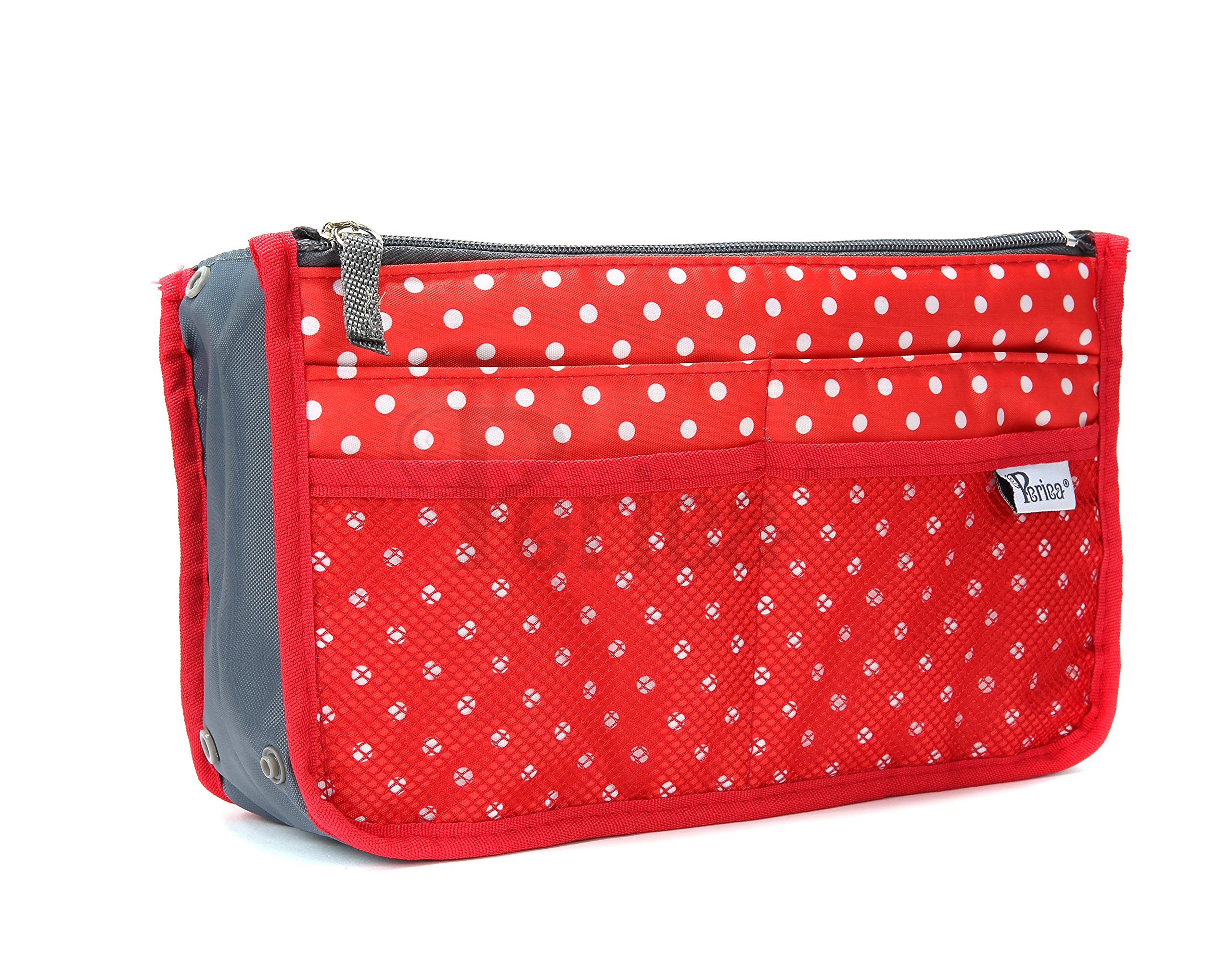 Periea Chelsy Handbag Organiser Insert (Red with White Polka-dots, Small)