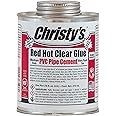 Christy's Red Hot Clear Glue PVC Cement - Medium Body, Very Fast Set, Low-VOC, 1 Pint (16 fl oz)