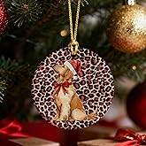 MKIJUHB Leopard Golden Retriever Christmas Ornament, Golden Retriever Lovers Gifts Ornament for Christmas Tree, Y2k Cheetah Santa Dog Decorative Hanging Ceramic Ornaments for Xmas Party Holiday