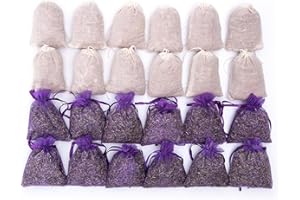 Lavande Sur Terre Pack of 24 Cedar Chips and Lavender Sachets (12 Lavender Sachets, 12 Cedar Sachets) - Home Fragrance Sachet for Drawers and Closets, LV-F-LC-1