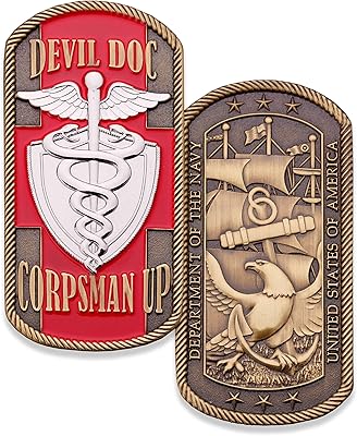 Navy Corpsman Up Dogtag Challenge Coin - USN DOC Military Coin - US Navy Devil DOC Corpsman Up Challenge Coin - Designed By Military Veterans