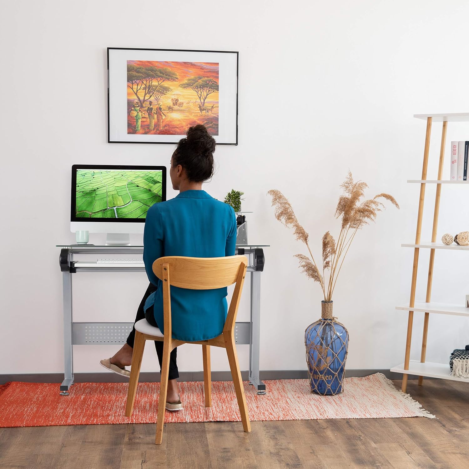 Comodino Bambini Relaxdays - Con Cassetto, MDF Bianco Rosa, 41x32x31 Cm, Motivo Cigni