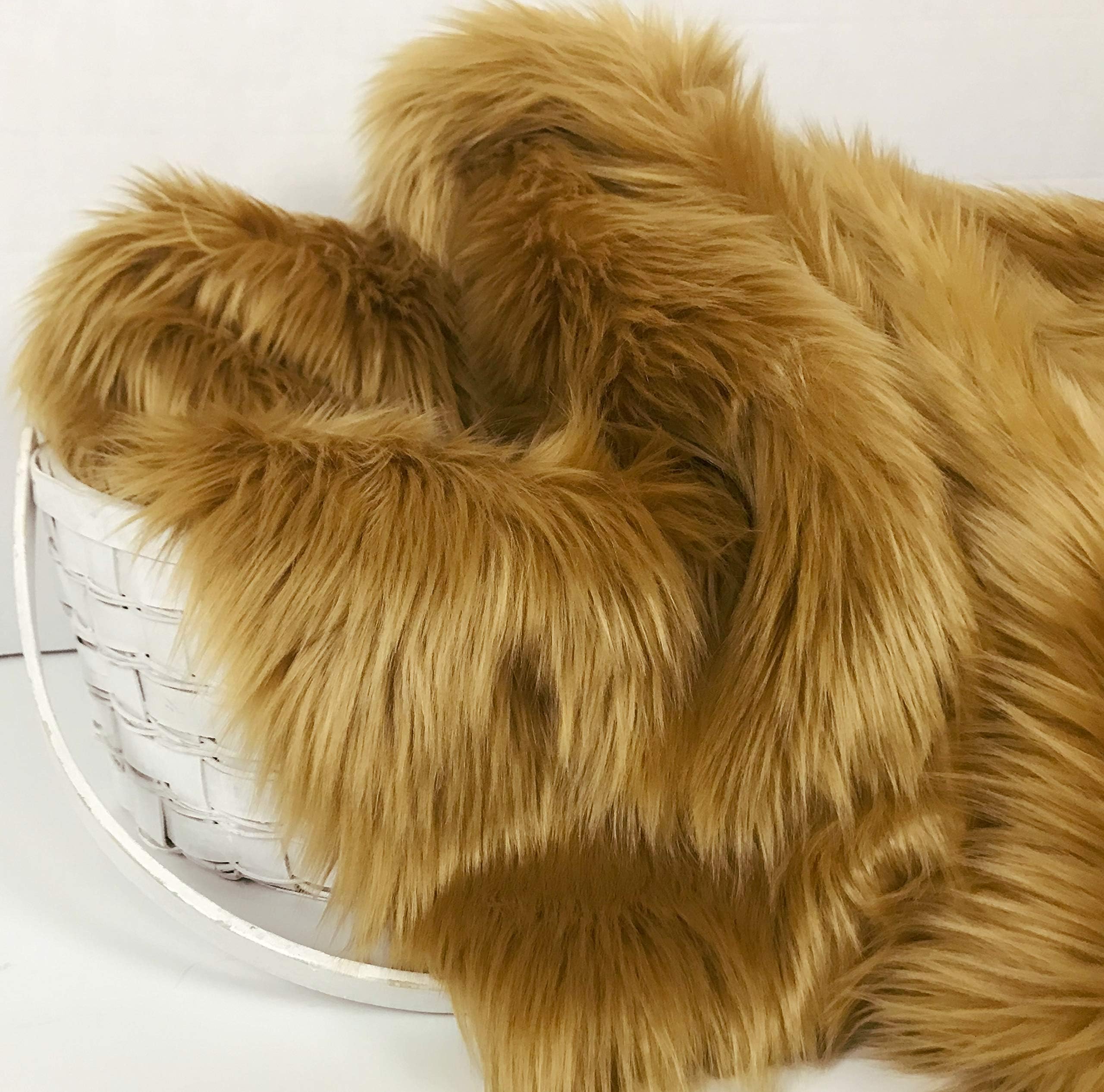 Bianna Luxury Faux Fur Fabric Piece for DIY Craft Project, Many Sizes and Colors! … (Caramel Dulce de Leche, 20x20 inches)