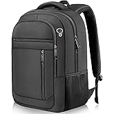 Bxiuna Travel Backpack, Business Laptop Backpack with 17.3 Inch Laptop Compartment, Lightweight Daypack for Flight, Durable Water Resistant Bookbag, Hiking, Work Backpack for men, Black