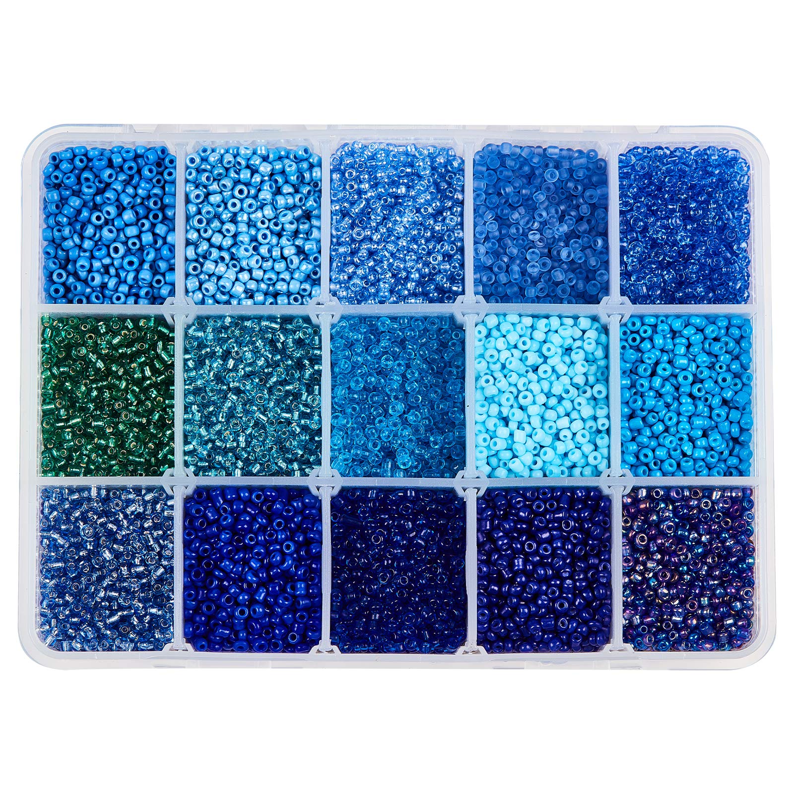 NBEADS About 20010 Pcs Glass Seed Beads, Opaque Blue Seed Beads 2mm Round Pony Beads Mini Spacer Loose Beads for DIY Craft Bracelet Necklace Jewelry Making