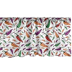 Ambesonne Peppers Window Valance, Hot Chili Mexican