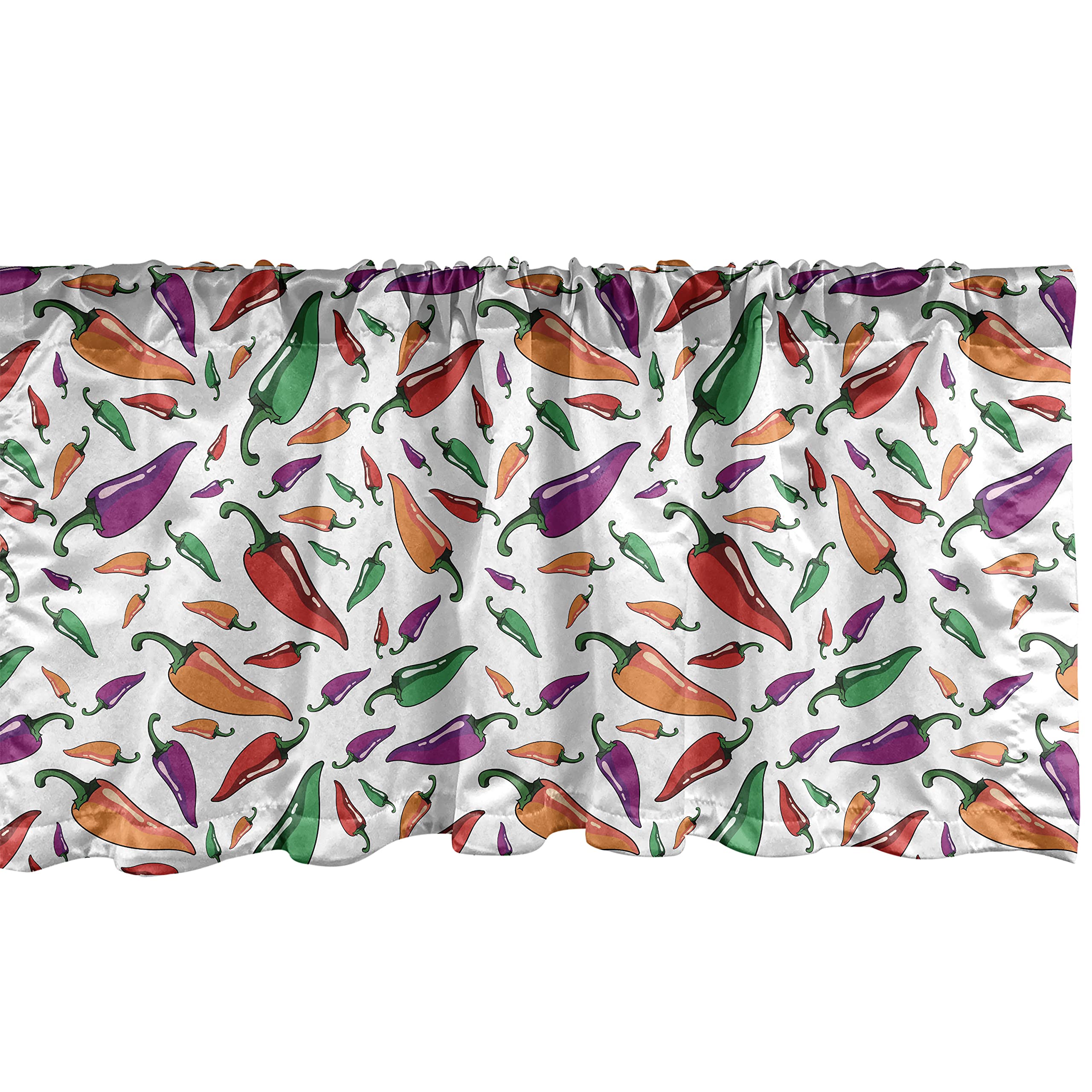 Ambesonne Peppers Window Valance, Hot Chili Mexican