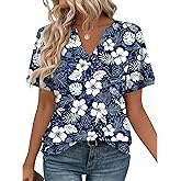 Zeagoo Womens Tops Short Sleeve V Neck Tee Shirts Cute Dressy Casual Clothing Business Work Blouse