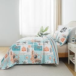 HoneiLife Quilt Set Queen Size - 3 Pieces Nautical