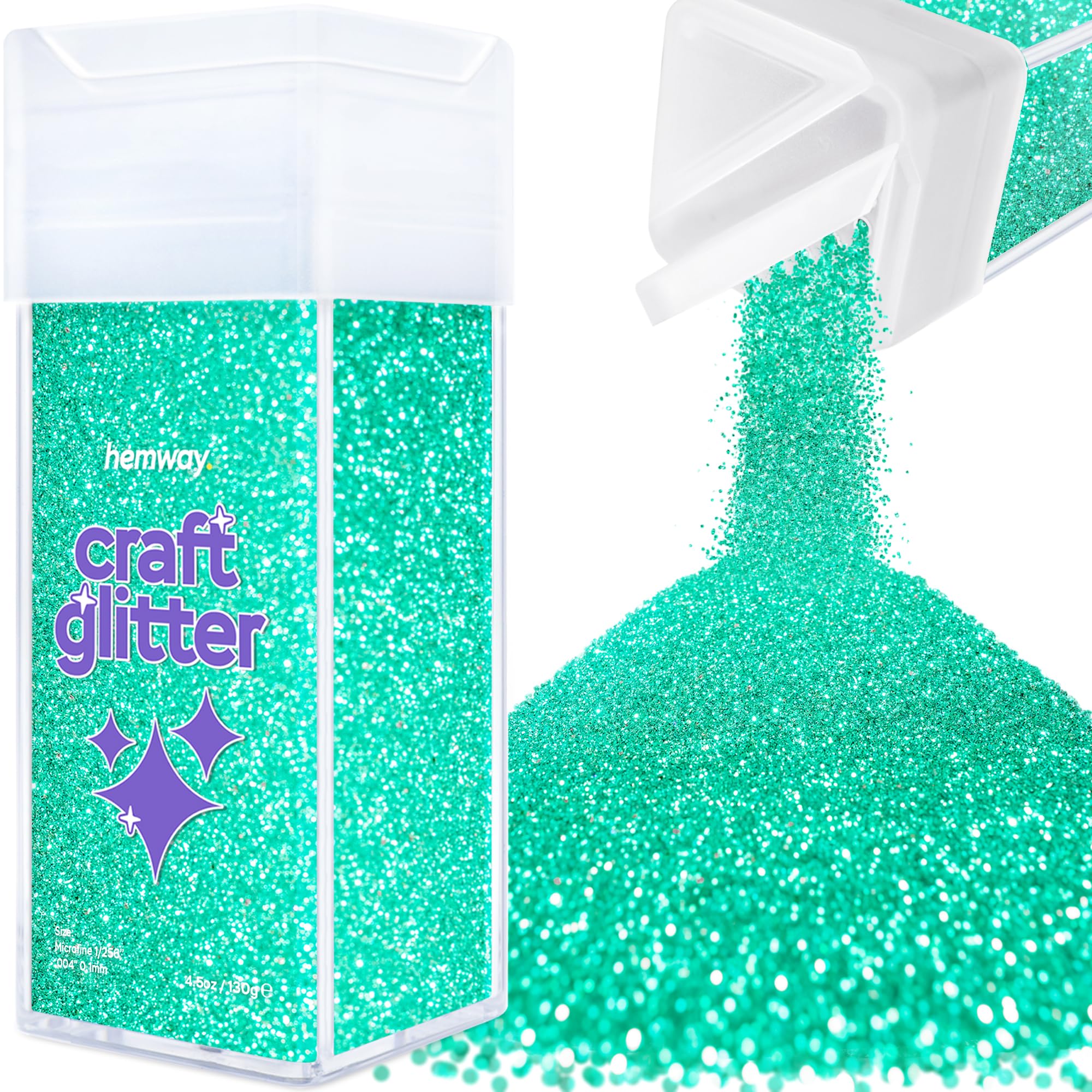 Hemway Glitter Shaker Turquoise Blue Holographic 110g Microfine, Craft Glitter Shaker for Resin & Epoxy Crafts, Christmas Art Supplies, Nail, Body, Face, Eye, Festival, Crafting, Slime, Sparkle