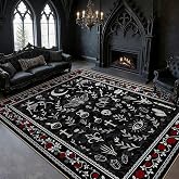 Lvsoamz Gothic 5x7 Area Rug Dark Academia Rugs Machine Washable | Non-Slip Low-Pile Victorian Witchy Floor Carpet Fantasy Goth Mat for Living Room Bedroom Dining Room Office