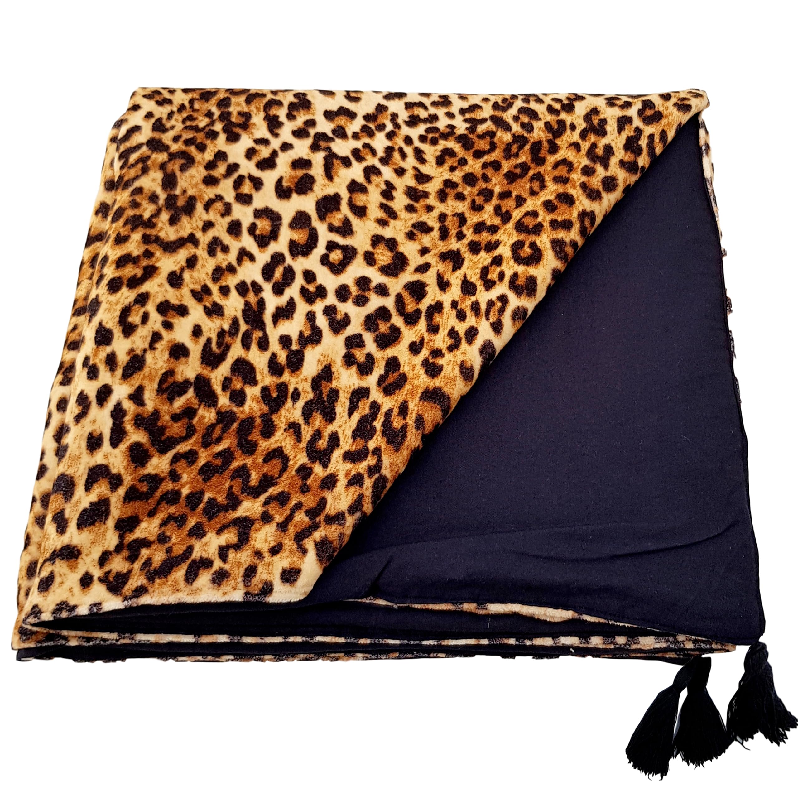 Ragged Rose 140 cm x 180 cm Throw Blanket - Pom Pom Throw Made of Cotton Velvet with Pompom Trims on Sides - Versatile Cotton Velvet Blanket for Sofa & Bed