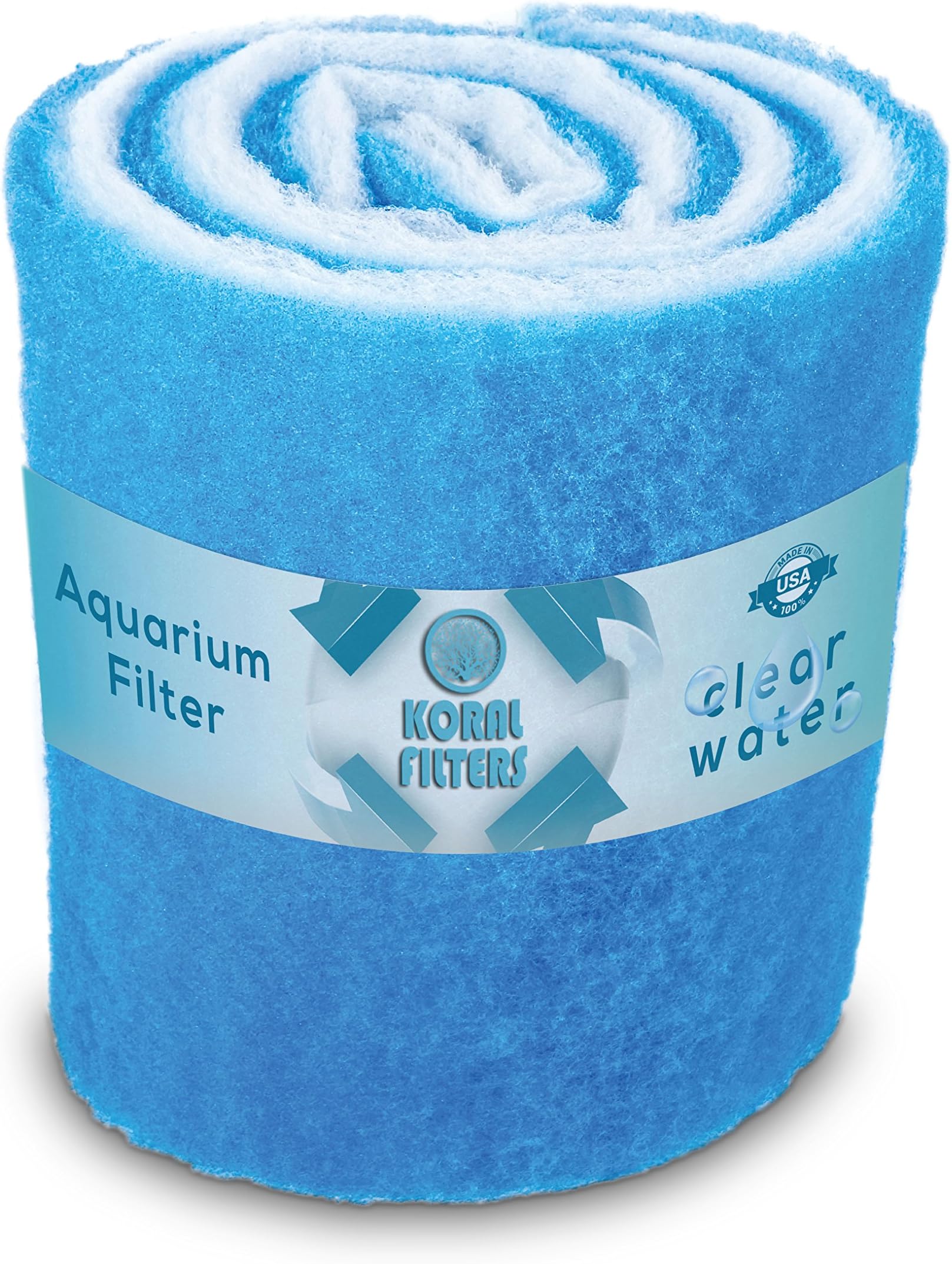Premium Aquarium Filter Media Pad - Cut-to-Fit Roll, Fresh and Saltwater Safe, Blue & Dye-Free Options, Made in USA (Blue Bonded, 6ft 24" by 0.75 Inches)