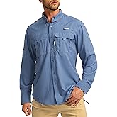 Men's Sun Protection Fishing Shirts Long Sleeve Travel Work Shirts for Men UPF50+ Button Down Shirts with Zipper Pockets