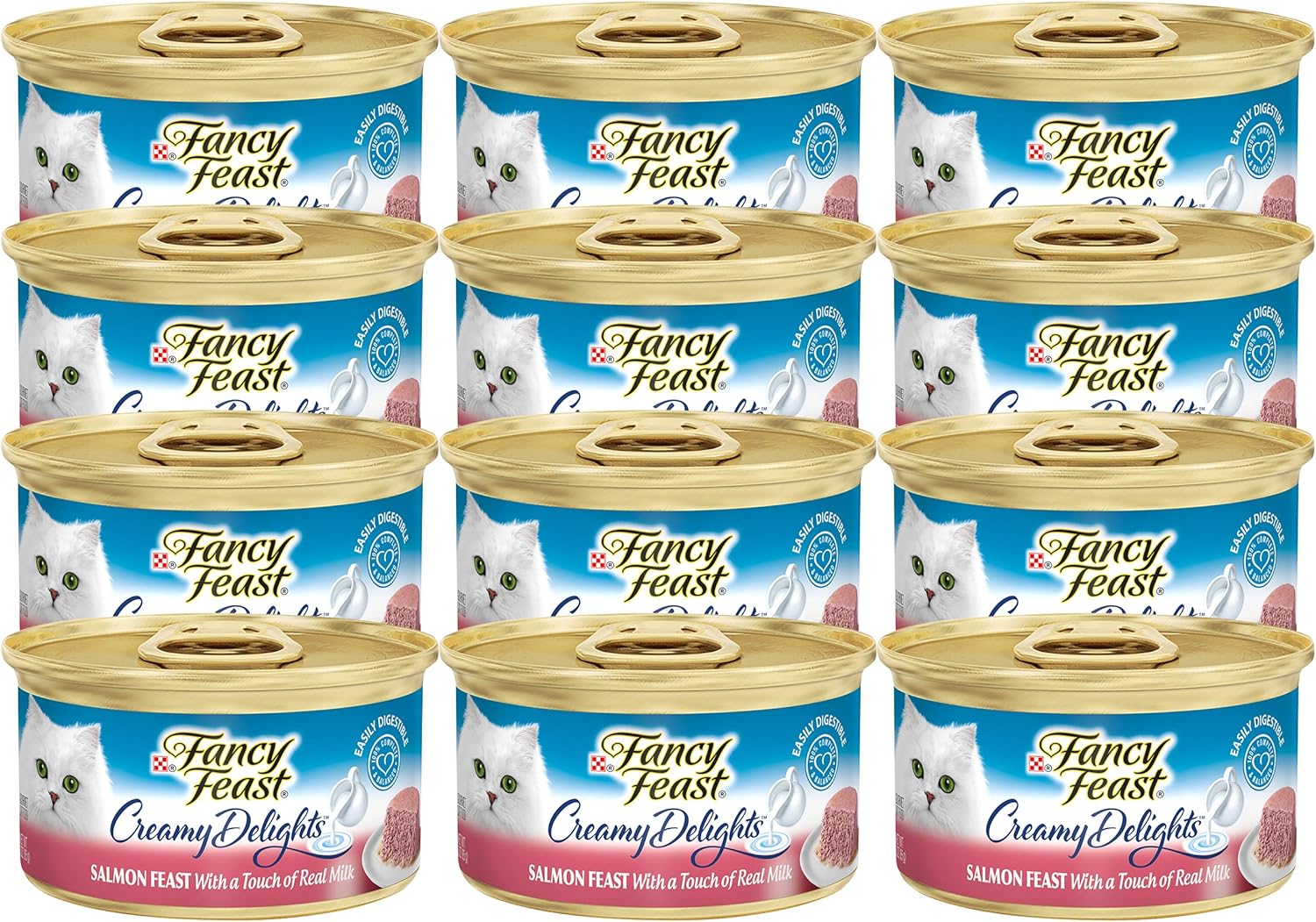 Fancy Feast Purina Creamy Delights Salmon Feast with a Touch of Real Milk (NET WT 3 OZ Each)