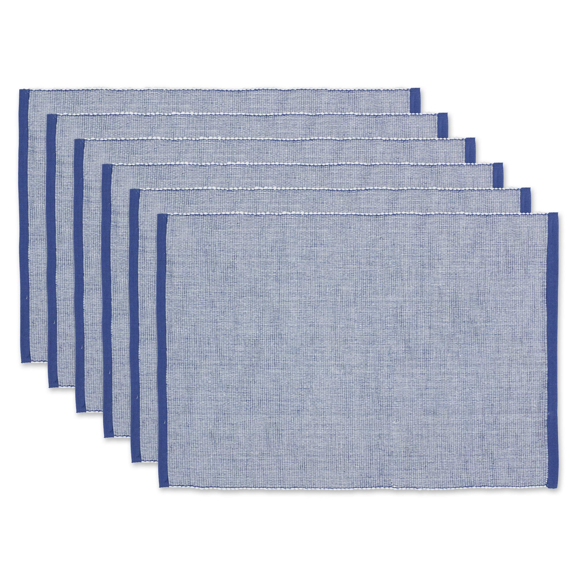 DII Eco-Friendly Fine Ribbed Collection Tabletop, Placemat Set, 13x19, French Blue 6 Piece