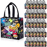 Blosssound 30 Pcs 90s Party Favor Bags Bulk Back to the 90's Nonwoven Gift Tote Bags Hip Hop Candy Goodie Treat Wrapping for Retro 1990s Theme Neon Disco Rock Hippie Birthday Party Supplies Decoration