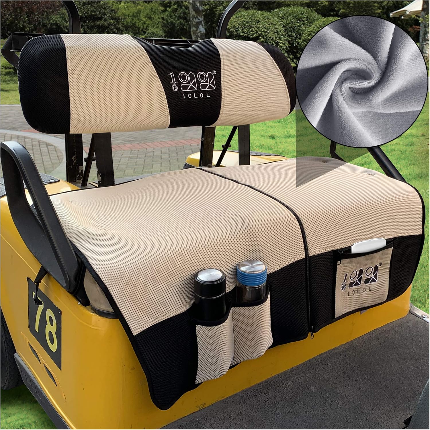 10L0L Golf Cart Seat Cover Blanket Sets with Storage Bags Fit for EZGO