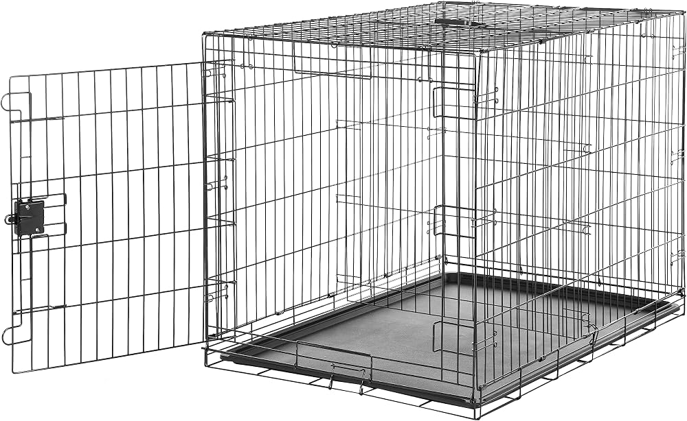 Amazon Basics XL Metal Dog Crate with Tray 106.7 x 71.1 x 76.2 cm Black