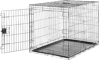 Amazon Basics XL Metal Dog Crate with Tray 106.7 x 71.1 x 76.2 cm Black