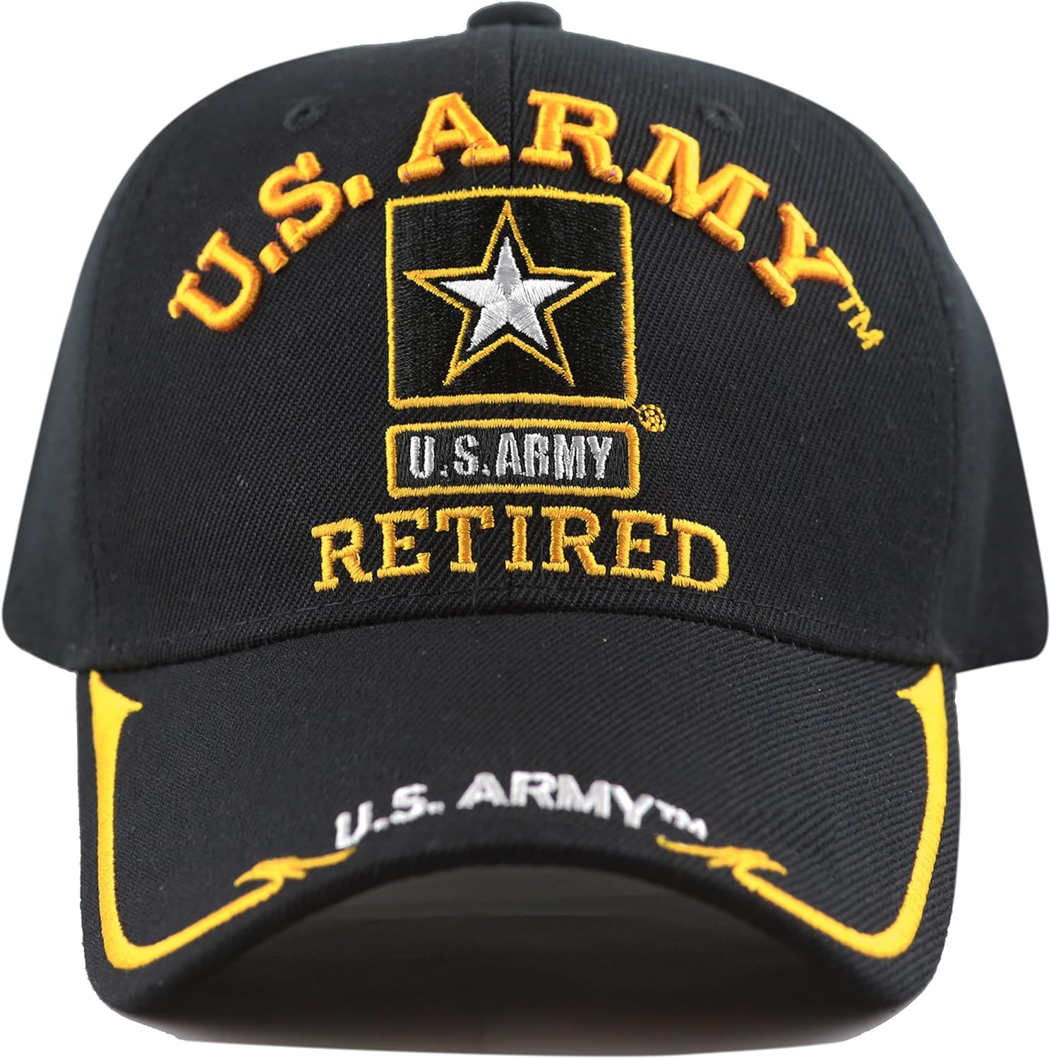 The Hat Depot Military Licensed 3D Embroidered Retired Cap (BlackArmy