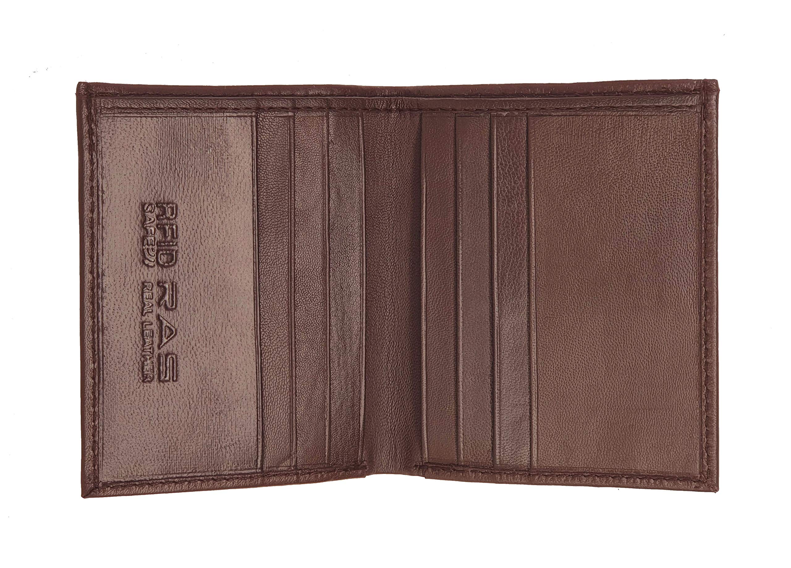 RAS WALLETS Mens RFID Safe Soft Genuine Leather Credit Card and Banknote Pocket Slimline Wallet 122 (Brown) — image 1