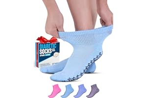 Doctor's Select Diabetic Ankle Socks with Grippers for Men and Women - 4 Pair 1/4 Length Neuropathy Socks for Women