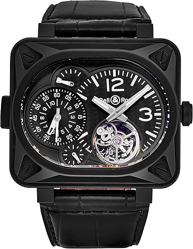 Bell & Ross Men's BR-MNUTTOURB-CA 'Minuteur' Black Carbon Fiber Dial Titanium Tourbillon Watch