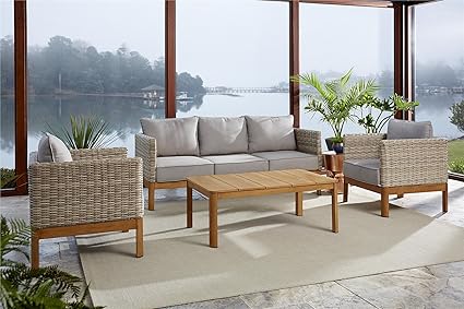 Amazon.com : Cosco Outdoor Furniture Set, Coffee Table, Sofa, Chair ...