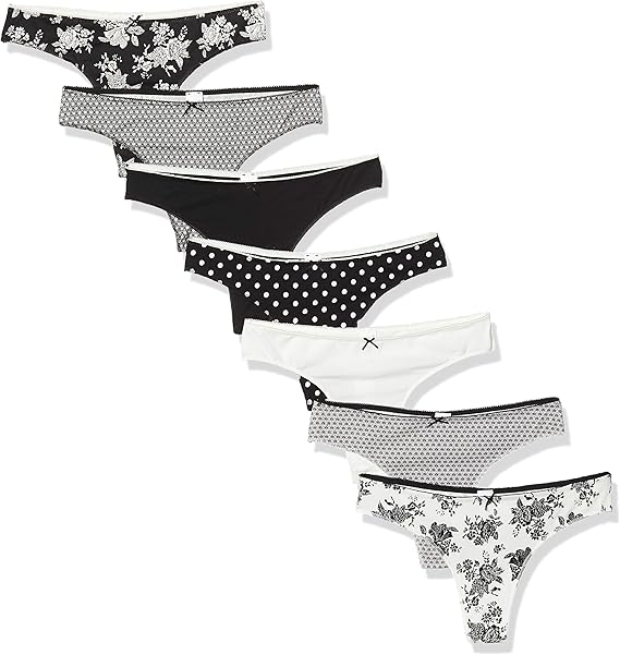 Womens Secret Packs 2 Black & White Tanga, Negro (Negro 1 ...