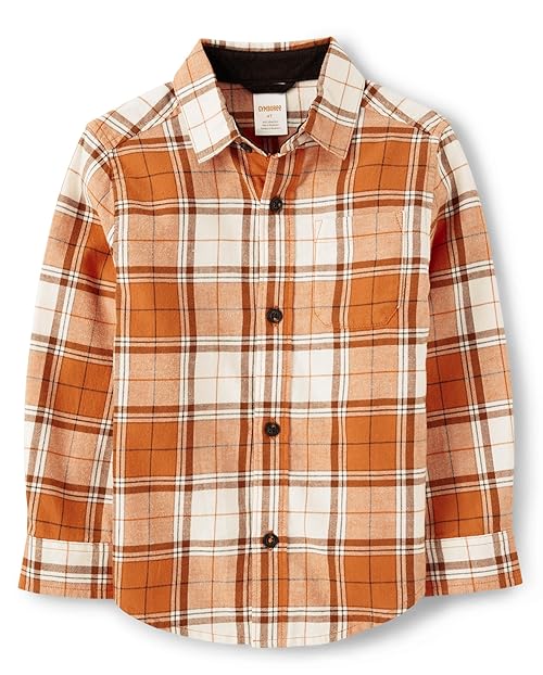 Gymboree,and Toddler Long Sleeve Plaid Button Up Shirts,Apple Plaid,7