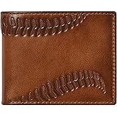 House of Jack Co. Baseball Wallet for Men, Leather Bifold with Two ID Windows, Full-Grain Cowhide Baseball Fan Gift, Brown