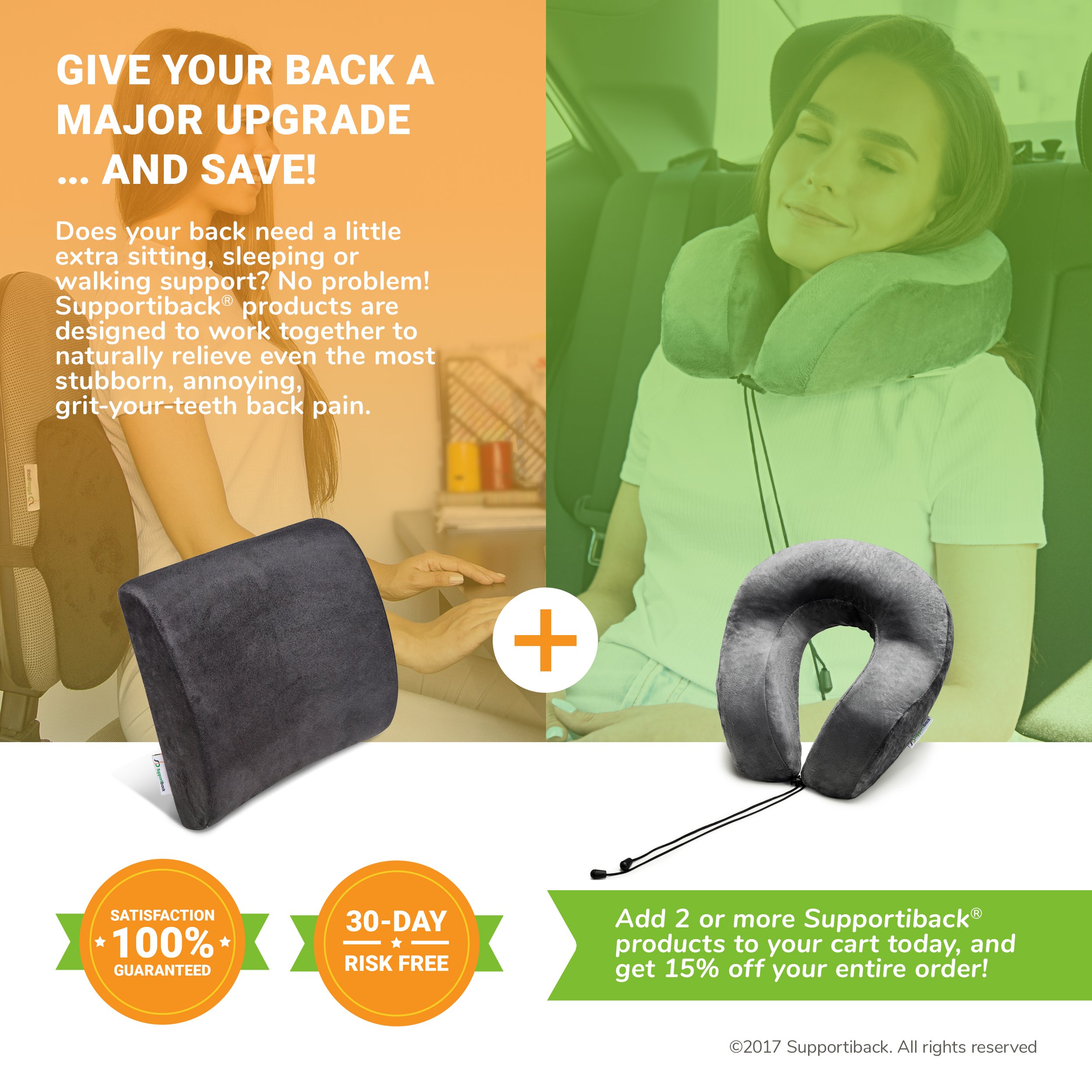 Supportiback Posture Therapy Lumbar Support Cushion Memory Foam
