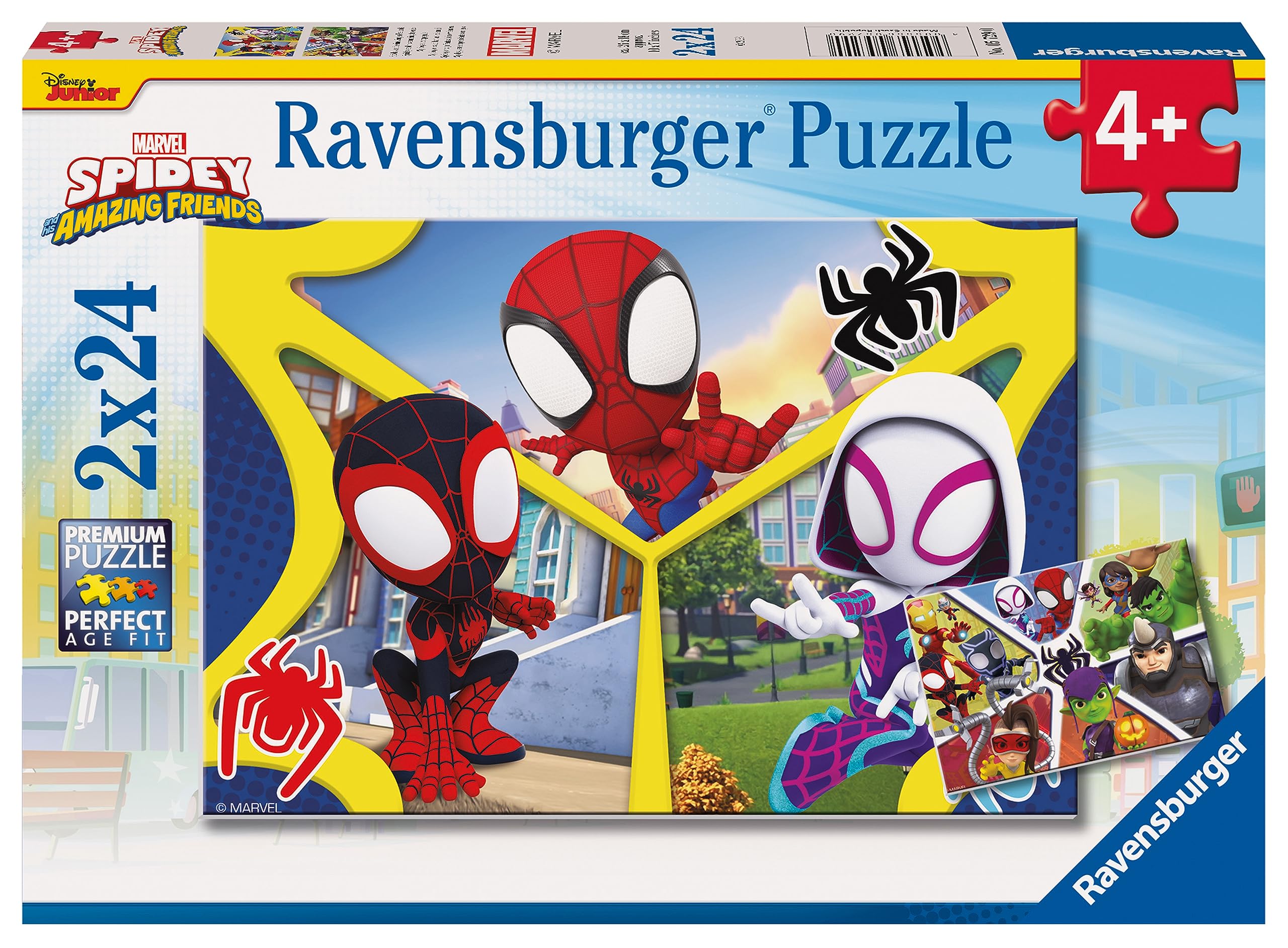 Ravensburger Spidey and His Amazing Friends Jigsaw Puzzles for Kids Age 3 Years Up - Toddler Toys - 2x 24 Pieces