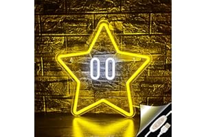 JIARODEY Star Neon Signs Game Led Light Mario Room Decor Gamer Sign for Wall Decor,Bedroom, Kids Room, Living Bar, Christmas,