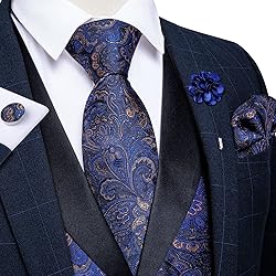 DiBanGu Mens Vest and Tie Set Formal Paisley
