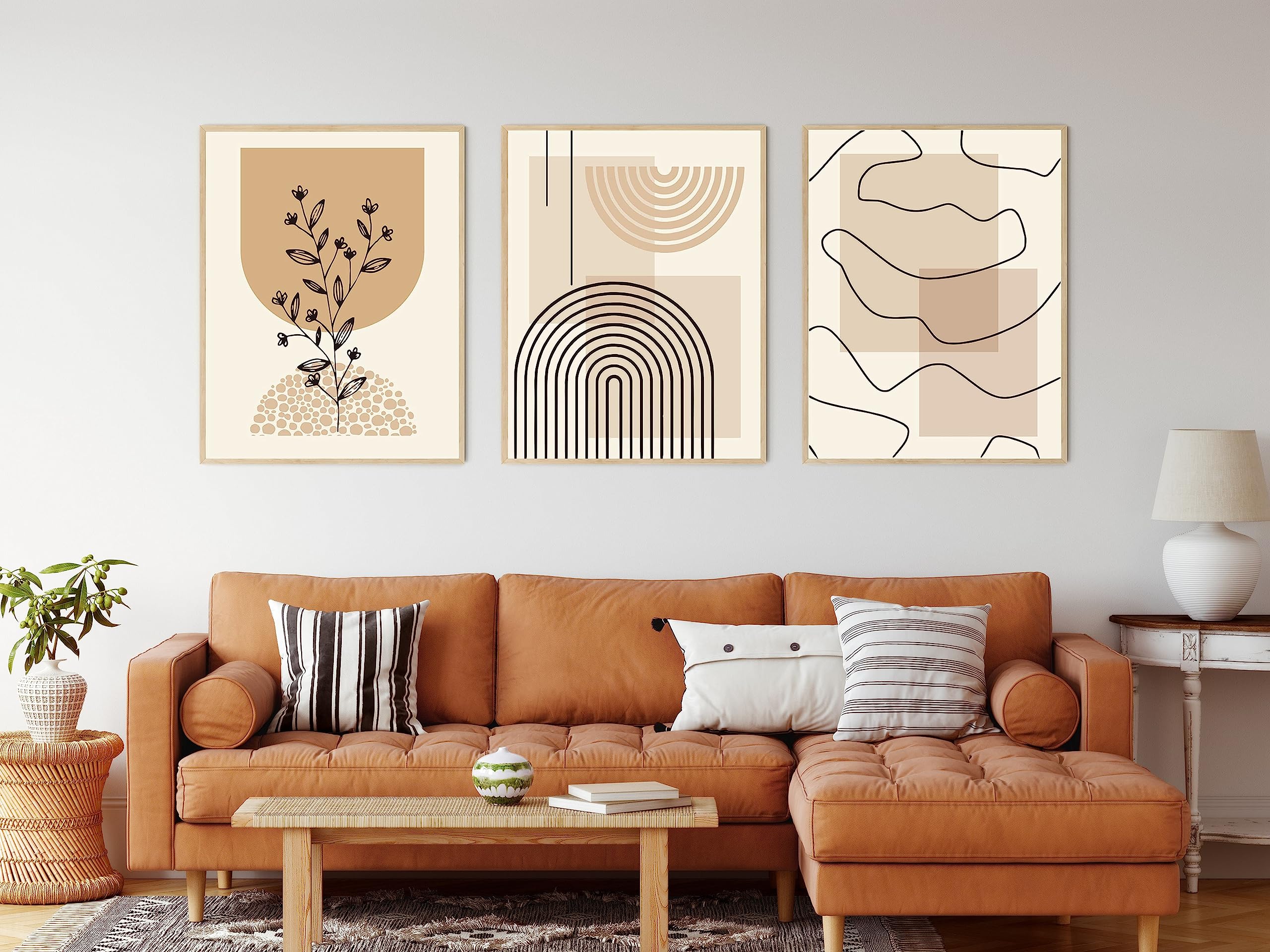 JNAOZI Abstract Line Geometry Pictures, Abstract Botanical Art Poster, Interior Home Decor Wall Art, Without Frame (50 x 70 cm x 3, Pictures 1) — image 1