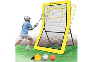 Happy Jump 7x4 FT Pro Lacrosse Rebounder Training Set with 5 Adjustable Angles, Heavy-Duty Bounce Back Net Frame, Includes La
