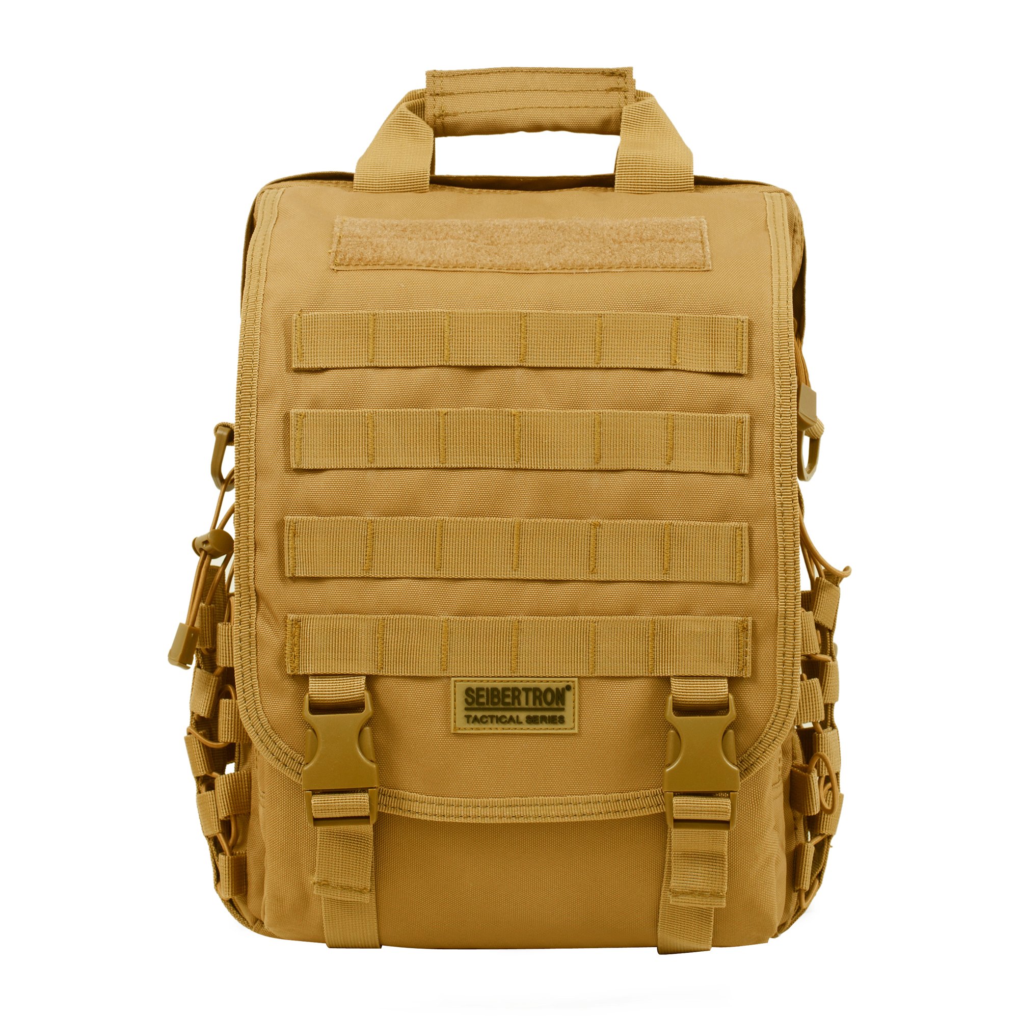 Seibertron waterproof Molle Tactical 14"(inch) Laptop Sling BAG Backpack Khaki