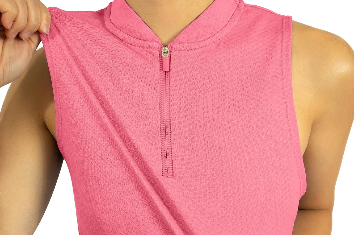 Three Sixty Six Womens Sleeveless Collarless Golf Polo Shirt with Zipper - Quick Dry Tank Tops for Women: Clothing