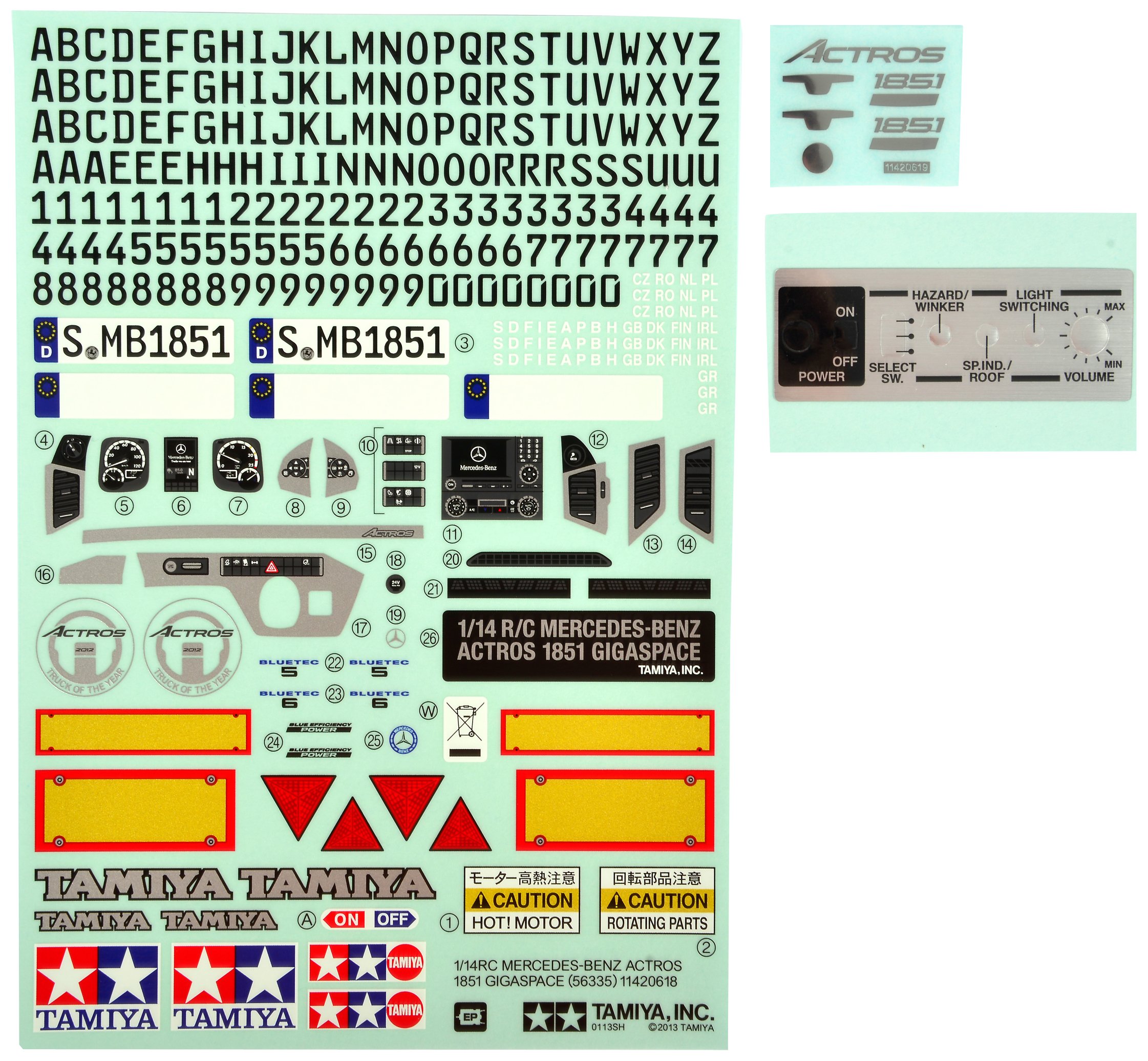 Tamiya 319495770 Accessory Stickers Metal Mercedes Benz Actros 56335