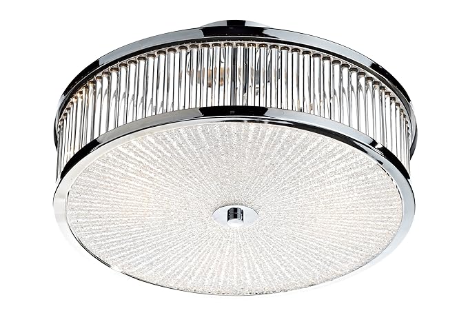 Dar Aramis Polished Chrome Finish 3 Light Glass Flush Ceiling