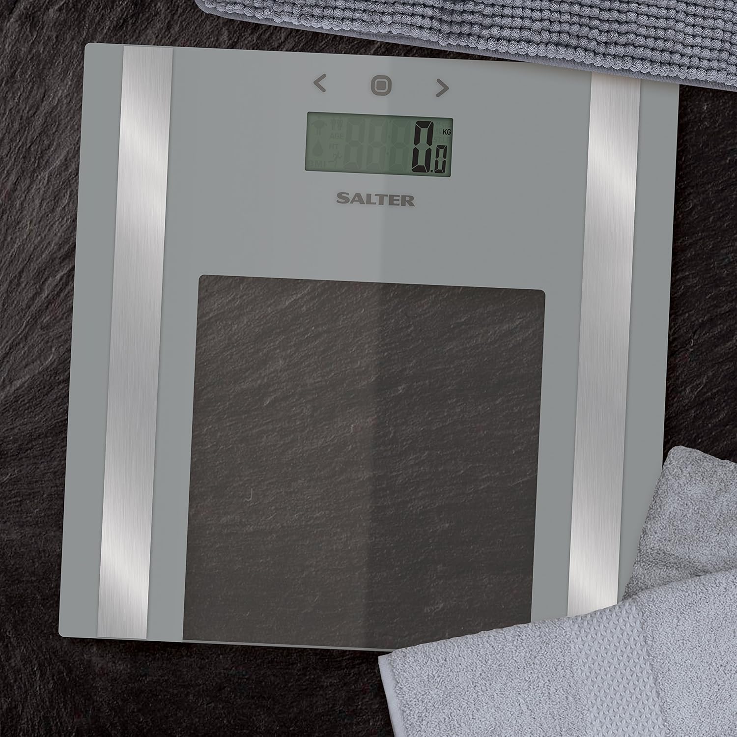 Salter Ultra Slim Analyser Bathroom Scale, Measure Weight BMI Body Fat Body Water, Ultra Slim