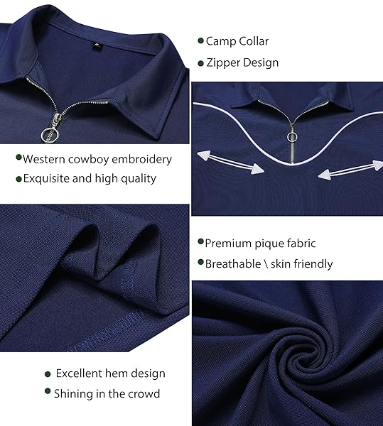 URRU MENS FASHION MUSCLE POLO NAVY BLUE POLO SHORT SHIRTS SLEEVE SLIM FIT GOLF POLO SHIRT NAVY BLUE M