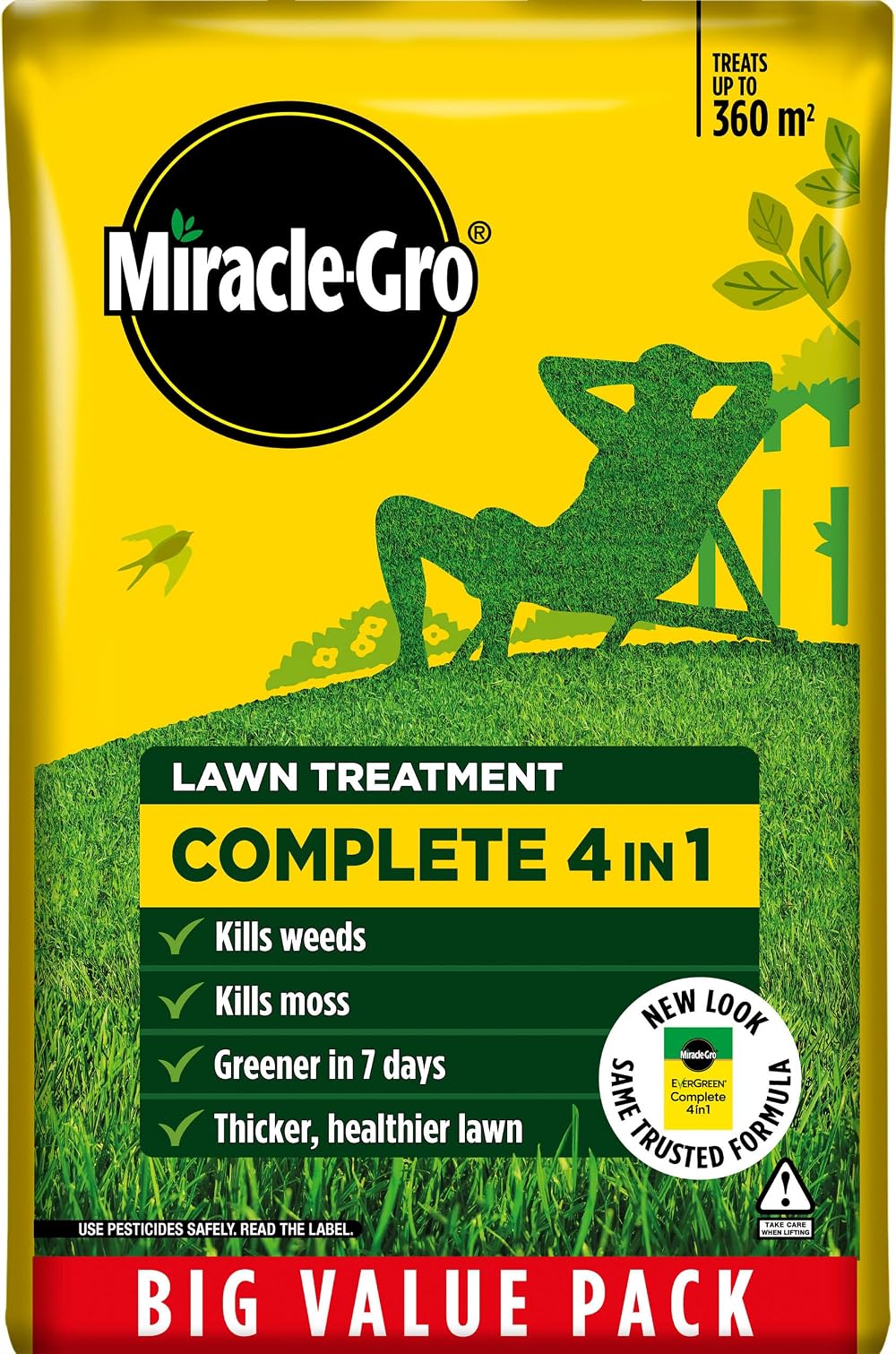 Miracle-Gro Evergreen Complete 4-in-1 Lawn Food, 360m2, Weed Control