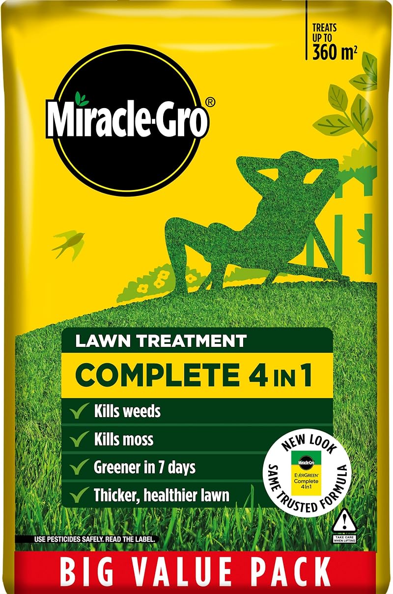 Miracle-Gro Evergreen Complete 4-in-1 Lawn Food, 360m2, Weed Control